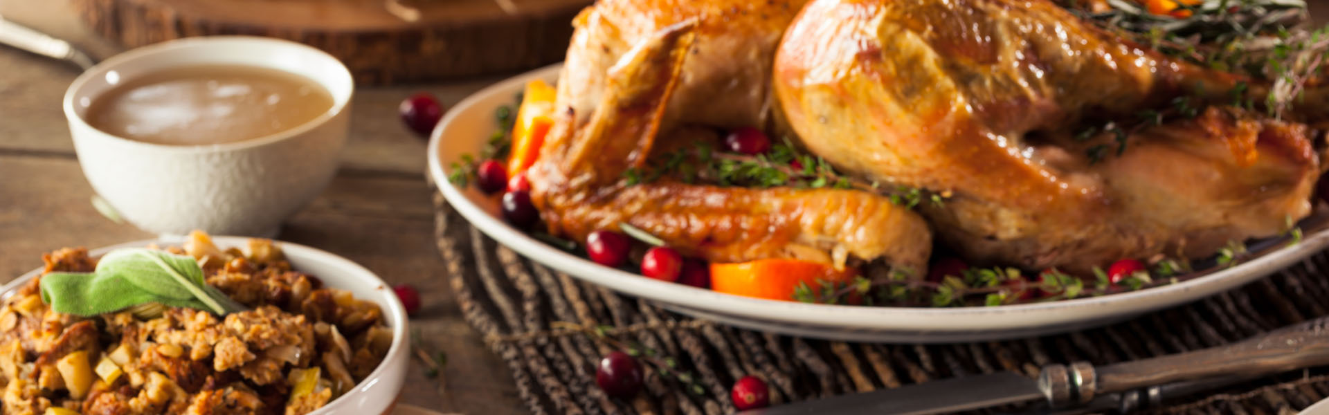 Thanksgiving Dinner Served on Table