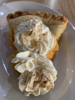 Peach Pie with whip cream